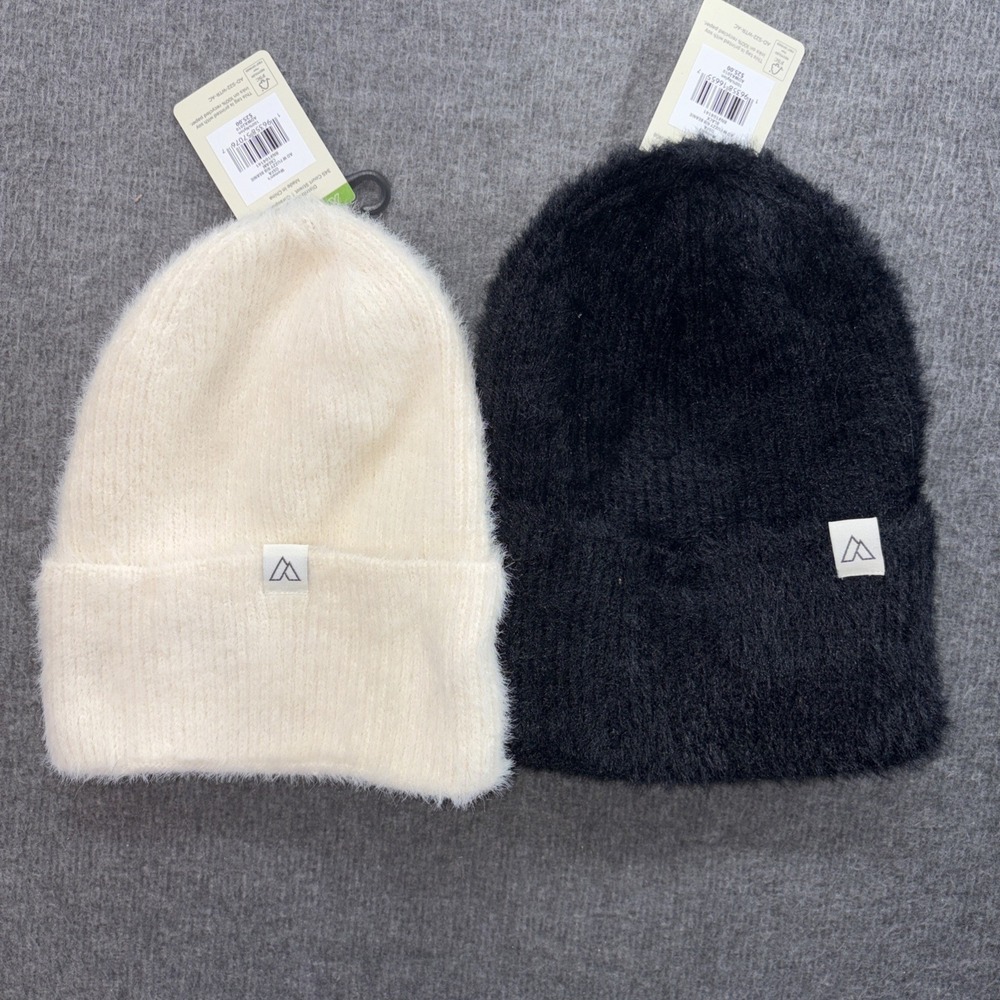Lot Of 2, Alpine Design Women's Fuzzy Rib Beanie One Size Cream/ Taupe NWT‎